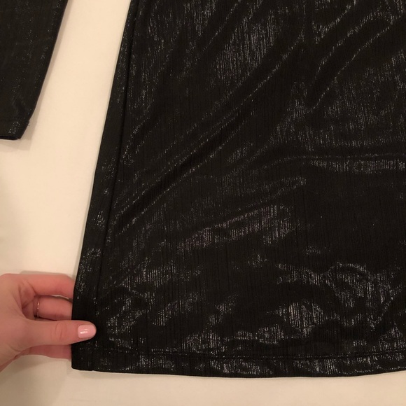 Revolve Motel Emmet Shiny Black Long Sleeve Dress - Picture 5 of 7